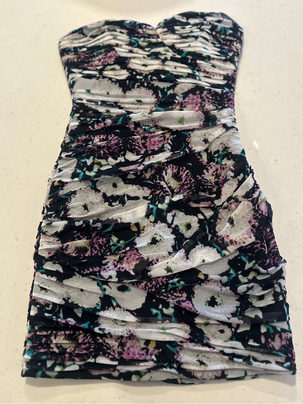 NWT BCBG Winnie Floral Mini Dress Size 4 Formal Cocktail Bodycon Strapless Viral